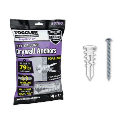 TOGGLER SnapSkru Self-Drilling Drywall Anchors 8 x 1-1/2 in. Combo Screws, 4 ct.