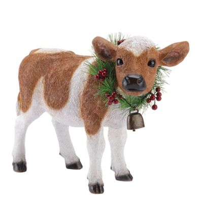 Red Shed Tabletop Christmas Cow Figurine, 12 in.