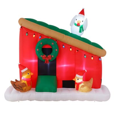 Red Shed 96 in. Outdoor Inflatable Chicken Coop Christmas Decoration