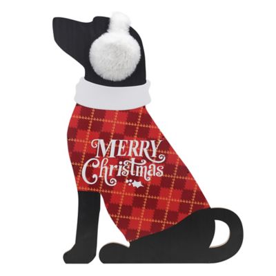 Red Shed 28 in. Double-Sided Wooden Christmas Dog Sign