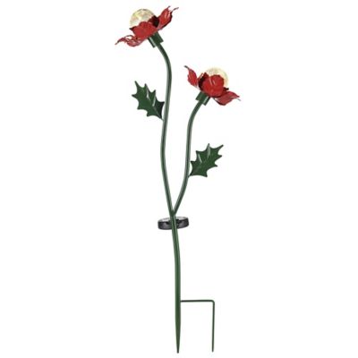Red Shed 32.5 in. Christmas Flower Solar Yard Stake