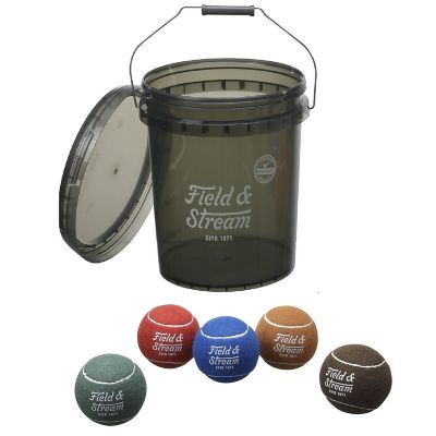 Field & Stream Bucket with Large Tennis Balls Dog Fetch Toy Set