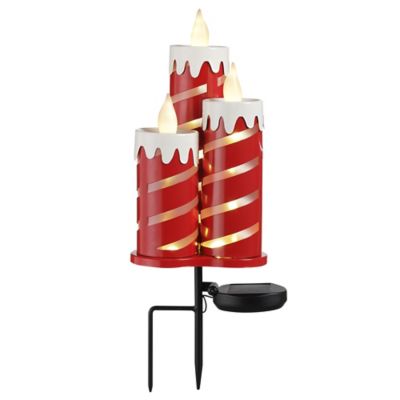 Red Shed 18 in. Christmas Candle Solar Stake