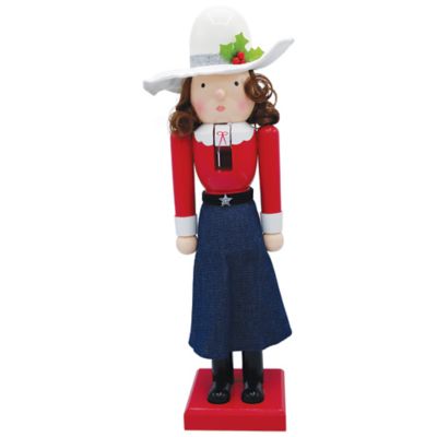 Red Shed 14 in. Wooden Cowgirl Nutcracker