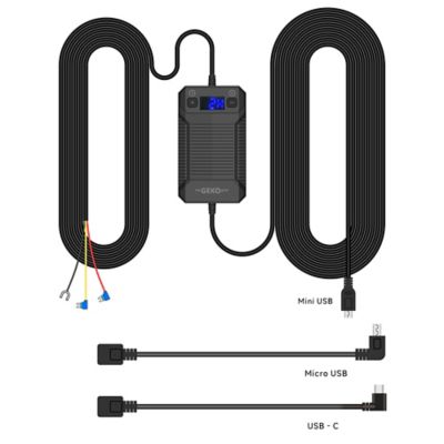 Gekogear Smart Hardwire Kit Pro with Mini, Micro USB, USB-C , Works for Most Dash Cam in the Market