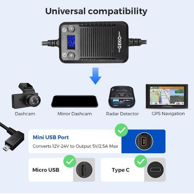 Image showing 5 th Gekogear Smart Hardwire Kit Pro with Mini, Micro USB, USB-C , Works for Most Dash Cam in the Market New