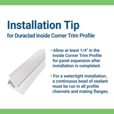 Image showing 5 th Palram DURACLAD INSIDE CORNER COVE PVC 120 in.