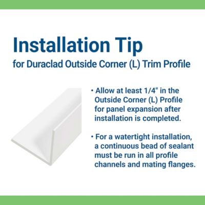 Image showing 5 th Palram DURACLAD OUTSIDE CORNER L PVC 120 in.