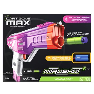 Image showing  Nitroshot+ Venom Pro UV Half-Length Full-Auto Pro Motorized Blaster - Shoots Up to 7 Darts per Second