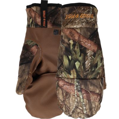 Field & Stream Unisex Adult Insulated Leather Pop-Top Finger Mitt Hunting Gloves, Mossy Oak Break-Up Country Camo, 1 Pair