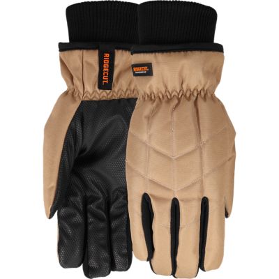 Ridgecut Men's Insulated Waxed Quilted Duck Canvas Winter Gloves, 1 Pair