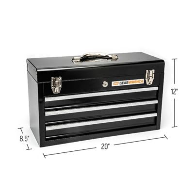 Image showing  20in. 3 Drawer Black Steel Tool Box