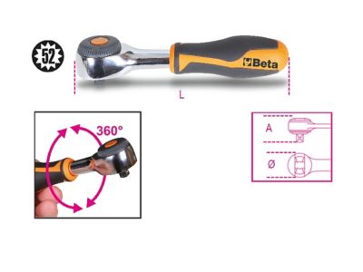 Image showing  900/58 1/4 in. Drive Reversible Ratchet with Rotating Handle, 52 Tooth Count