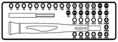 Image showing  1256/C-2 Micro Screwdriver Set with 36 4mm Bits, Drive Handle and Magnetic Extension
