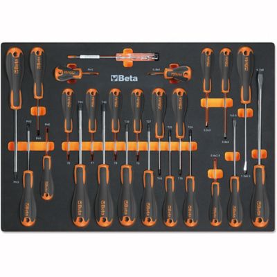Beta Tools MM210 25 pc. Slotted, Phillips and Torx Screwdriver Set in Soft Thermoformed Tray for Tool Cabinet Drawer