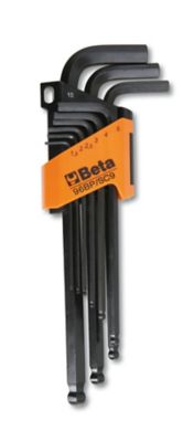 Beta Tools 96BP Set of 9 Ball End Hex Key Allen Wrenches with Holder, Metric 1.5mm-10mm