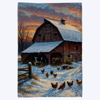 Red Shed Sherpa Fleece Winter Sunrise Blanket, 50 x 70in.