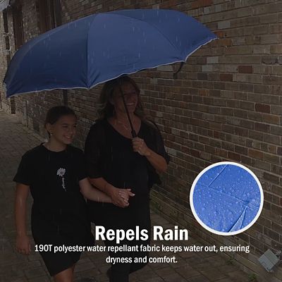 Image showing  49 in. Blue Reverse Folding Windproof Stick Umbrella With LED Flashlight