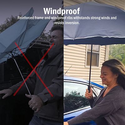 Image showing  49 in. Blue Reverse Folding Windproof Stick Umbrella With LED Flashlight
