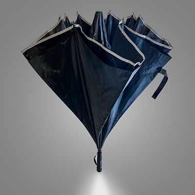 Image showing  49 in. Black Reverse Folding Windproof Stick Umbrella With LED Flashlight