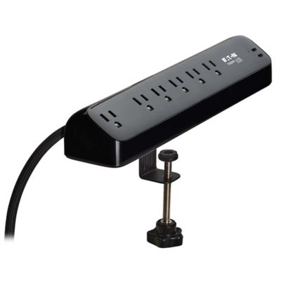 Tripp Lite 6-AC Outlet and 2-USB Port Protect It Desk Clamp Surge Protector Power Strip, 10 ft. Braided Cord