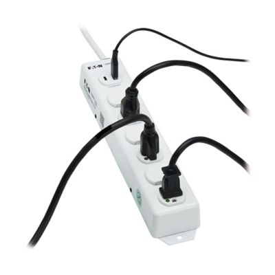 Image showing  6-AC Outlet and 2-USB Port Safe-IT Medical-Grade Power Strip, 2 ft. Cord with Straight Plug