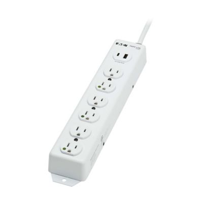 Image showing 6 th Tripp Lite 6-AC Outlet and 2-USB Port Safe-IT Medical-Grade Power Strip, 2 ft. Cord with Straight Plug