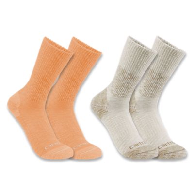 Carhartt Women's Midweight Cotton Blend Crew Sock, 2 pk.