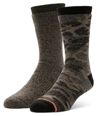 Blue Mountain Men's Midweight Thermal Crew Socks, Camo, 2-Pairs