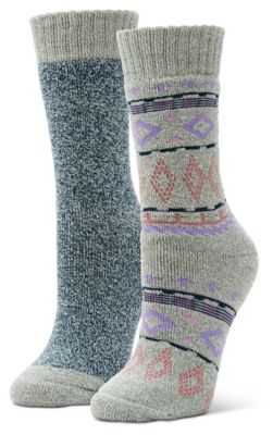 Blue Mountain Women's Midweight Brushed Thermal Crew Socks, Aztec Pattern, 2-Pairs