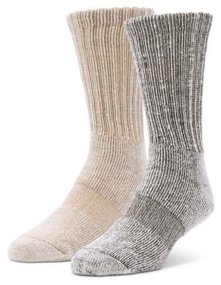 Blue Mountain Men's Midweight Basic Ribbed Thermal Cotton Crew Socks, 2-Pairs