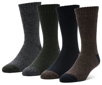 Blue Mountain Men's Midweight Brushed Thermal Crew Socks, Marled Pops, 4-Pairs