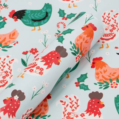 Red Shed Candy Cane Chicken Christmas Wrapping Paper