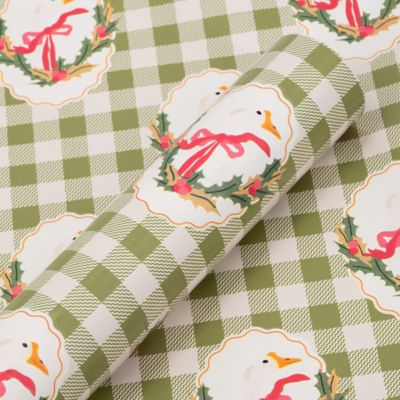 Red Shed Goose Plaid Christmas Wrapping Paper