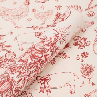Red Shed Red Farm Christmas Wrapping Paper
