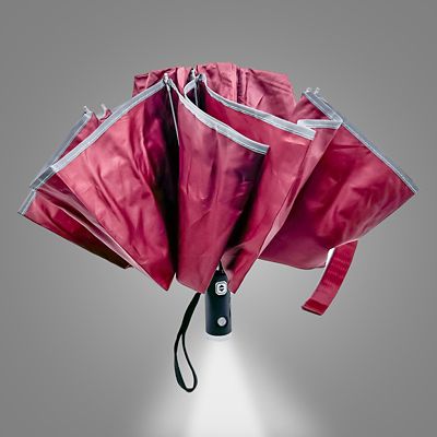 Image showing  41 in. Red Reverse Folding Windproof Pocket Umbrella With LED Flashlight