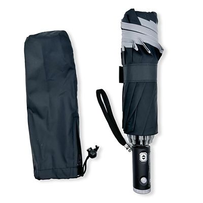 Image showing  41 in. Black Reverse Folding Windproof Pocket Umbrella With LED Flashlight