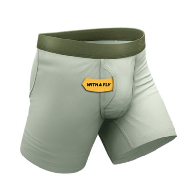 Image showing  Olive Green Ball Hammock Pouch Underwear With Fly