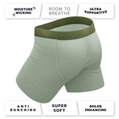 Image showing  Olive Green Ball Hammock Pouch Underwear With Fly
