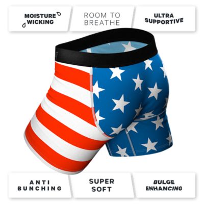 Image showing  American Flag Ball Hammock Pouch Underwear With Fly