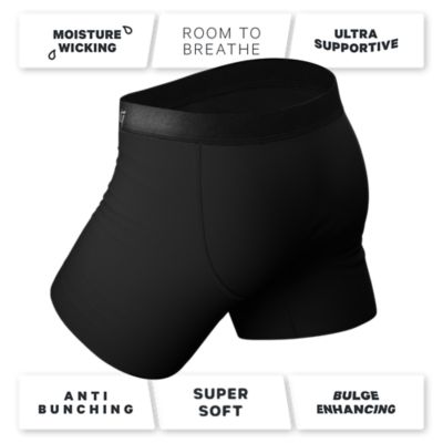 Image showing  Black Ball Hammock Pouch Underwear With Fly
