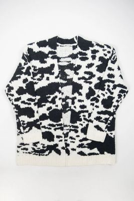 American Farm Company Women's Black Cow Print Luxe Cardigan