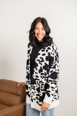 Image showing  Women's Black Cow Print Luxe Cardigan