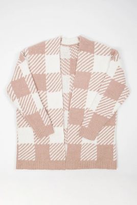 American Farm Company Beige Plaid Luxe Cardigan