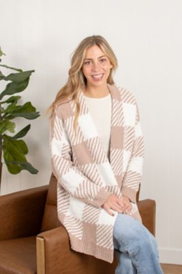 Image showing  Beige Plaid Luxe Cardigan