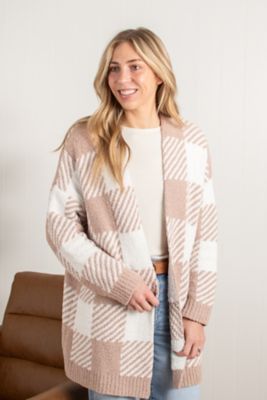 Image showing  Beige Plaid Luxe Cardigan