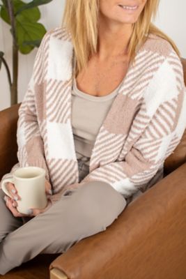 Image showing 8 th American Farm Company Women's Beige Plaid Luxe Cardigan