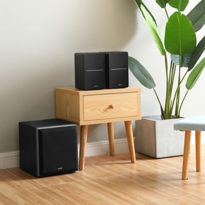 Image showing  42 W Amplified Bluetooth Retro-Style Bookshelf Speaker System with Sub Out and Remote