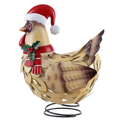 Red Shed Metal Santa Chicken Christmas Tree Topper