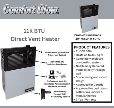 Image showing 8 th Comfort Glow Dual Fuel Direct Vent Gas Heater